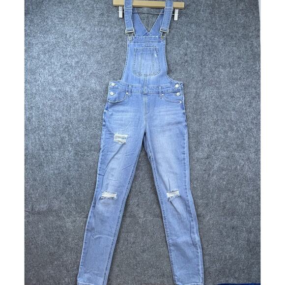 Cred NY Overalls Womens 7 Denim Jeans Distressed Ripped Thrashed - Picture 1 of 6